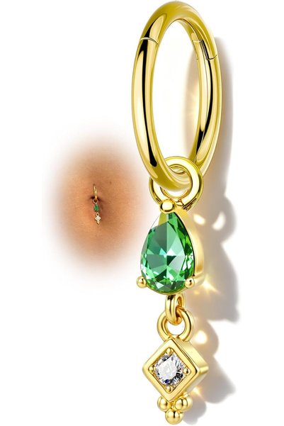 COCOCHARM حلقة زر البطن من COCHARM، حلقات زر البطن الزمردية 14 جرام للنساء، م...