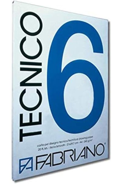 Fabriano 20 Sheets 220Gm Tecnico 6 Bristol Pad, A3 Size, White, 9729742