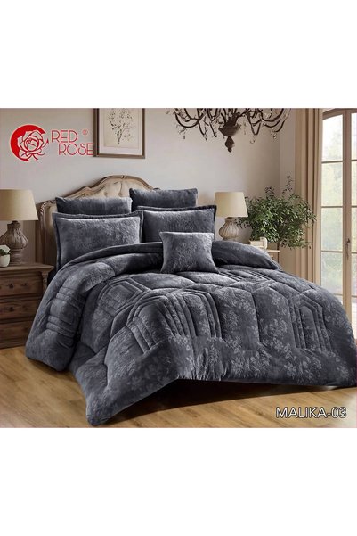 RedRosa مفرش سرير شتوي فرو مخمل نفر ونص طقم 4 قطع _ 140*200 _ لحاف شتوي فرو ن...