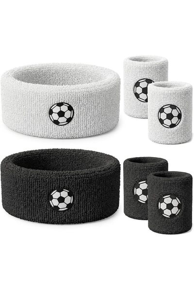 TERRIFI 6 Pcs Soccer Headband Sweatband Set, 2 Moisture Wicking Terry Cloth H...