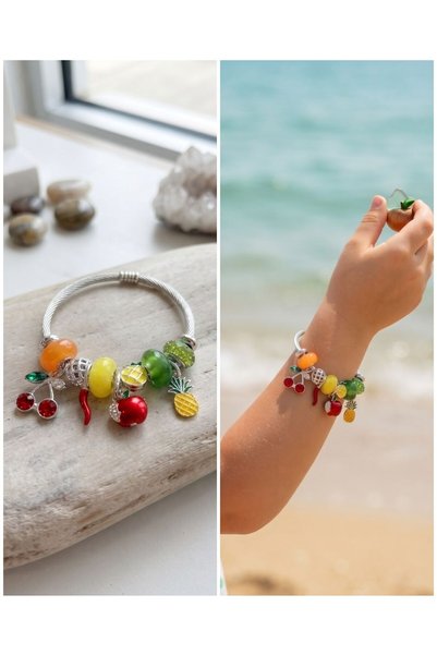 HOŞGÖR ACCESSORIES Children's Cherry, Pepper, Apple, and Pineapple Detailed S...