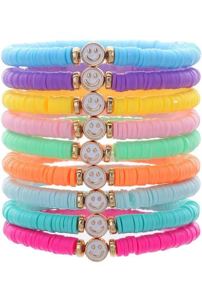 X SPRING Ceramic Bracelet Kit, 9 PCS Smiling Face Beaded Bracelets for Girls,...