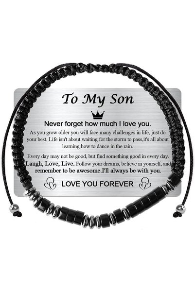 NALACAL To My Son Bracelet From Mom, Morse Code Bracelets With Engraved Walle...