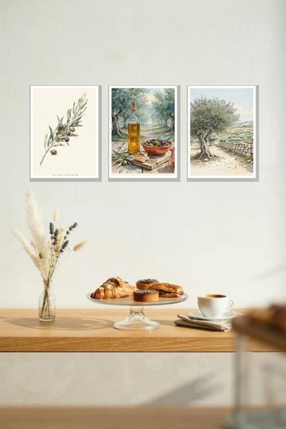 Nod Olive 3-Piece MDF Picture Frame Set, 30x40 cm, Stylish Wall Decor