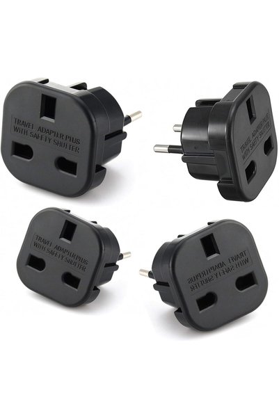 Generic 4 Pack Electrical Socket UK to EU AC Power Adapter Plug Adapter (4 Pcs)