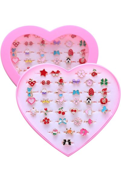 NALACAL 36Pcs Little Girl Jewel Rings - Adjustable Pretend & Dress Up Rings f...