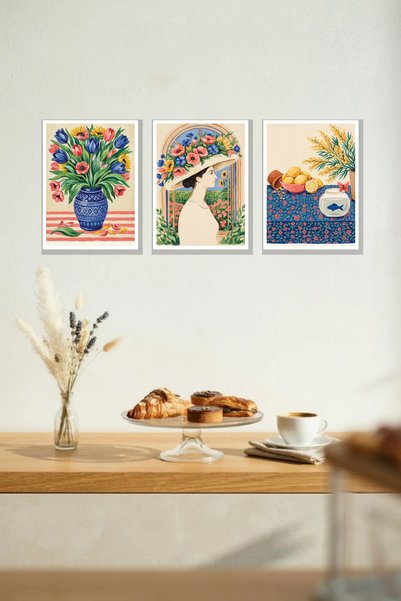 Nod Çiçek Pazarı Matisse – Set de 3 tablouri decorative din MDF cu aspect de ...