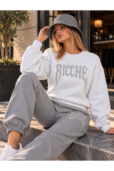 JAWÜ FASHION Set de trening premium „Ricche” cu imprimeu și flaușat pe interi...