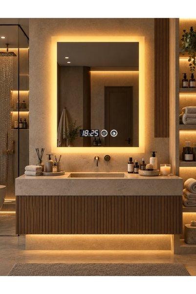 Magic Time Oglinda LED Touch DECORIALE cu Dezaburire , Ceas si Termometru 80x...