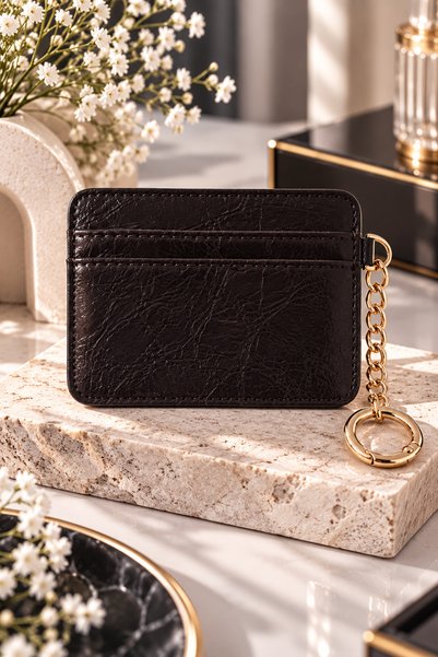 Sylvera Shop Faux Leather-Look Chain Strap Bag Charm with 3 Compartments: Dar...
