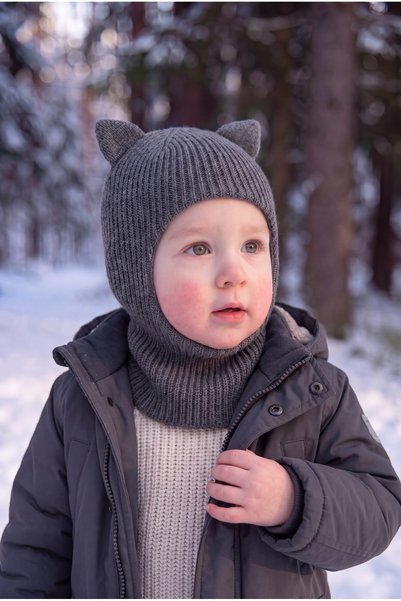 Babily Baby Kids Ear Knitwear Balaklava Soft Winter Beanie Balaclava Mask