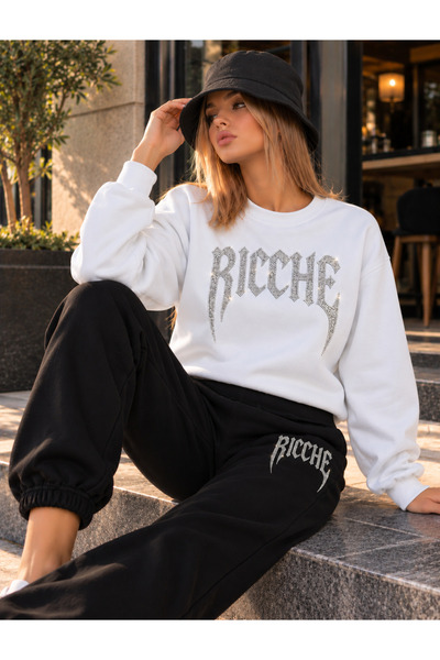 JAWÜ FASHION Set de trening premium „Ricche” cu imprimeu și flaușat pe interi...