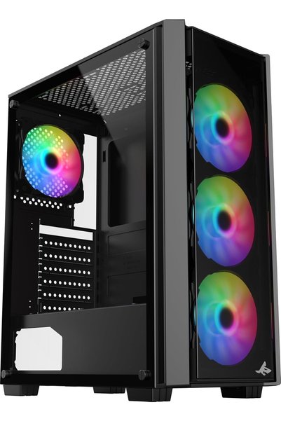 SHARX علبة كمبيوتر CASE STRIKER ARGB ATX مع لوحة شبكية أمامية (S-200)، 4 مراو...