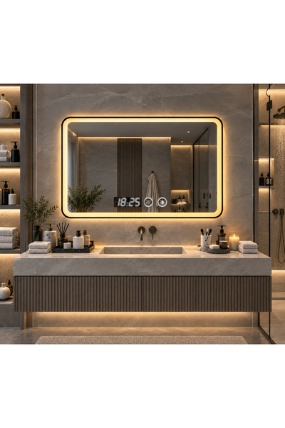 Magic Time Oglinda LED Touch DECORIALE cu Dezaburire , Ceas si Termometru 80x...