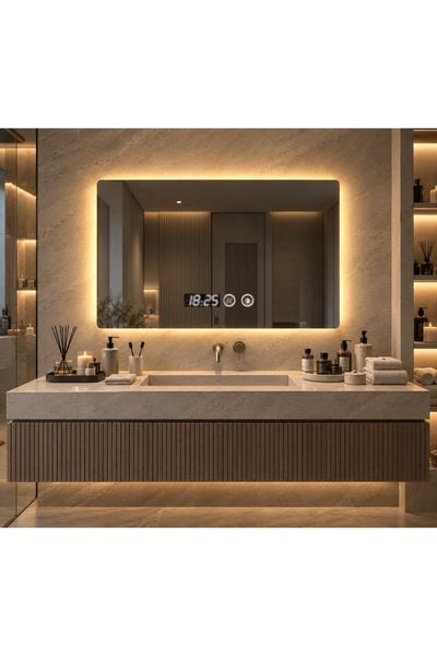 Magic Time Oglinda LED Touch DECORIALE cu Dezaburire , Ceas si Termometru 80x...