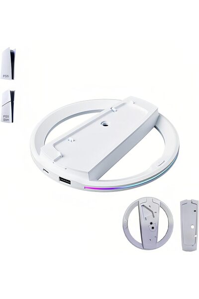 Bukela حامل عمودي RGB متوافق مع جهاز PS5 Slim، قاعدة LED مع أوضاع إضاءة، قاعد...