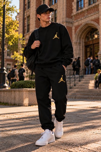 JAWÜ FASHION "Golden Man" Embossed Print with Brushed Inside Sweet-Sweatsuit Premium SET