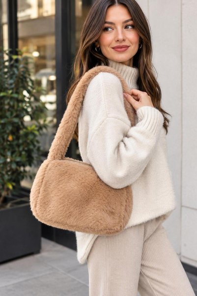Sofia Women's Plush Zipper Shoulder Bag (Clutch Bag and Hand Bag)