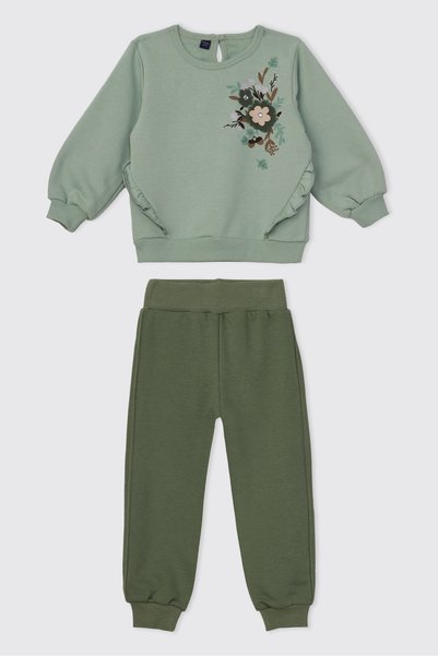 Panço Girls' Baby/Child Light Khaki 2-Piece Top and Bottom Set