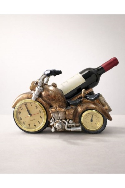 Magic Time Suport de Vin in Forma de Motocicleta cu Ceas si Termometru - Velorin