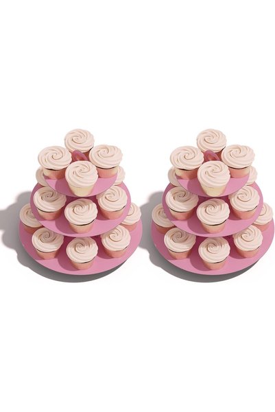 GENERAL 2 Pack Cupcake Stand Tower, 3 Tiered Cup Cake Stand Cardboard Dessert...