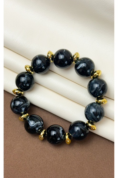 Dore Collection Women's Acrylic Smoky Sphere Beaded Stretch Bracelet