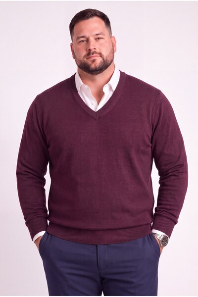 Kaptan Classic Wool Blend V-Neck Plus Size 3XL-4XL-5XL-6XL Men’s Knit Sweater