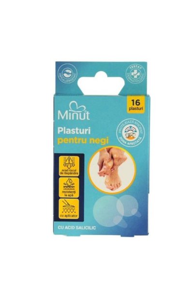Minut Plasturi pentru Negi, cu Acid Salicilic - Minut, 16 buc
