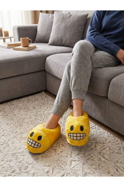 Migenty Plišane kućne papuče sa dizajnom emotikona slatkog lica i neklizajući...