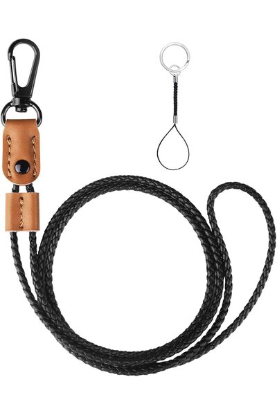 X SPRING Badge Lanyards, Brown PU Leather ID Badge Holder with Adjustable Nec...
