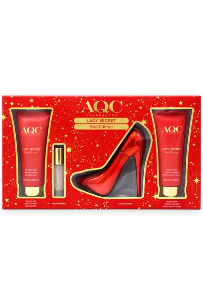 AQC Set cadou pentru parfumare Lady Secret Red, 120 ml + 120 ml + 100 ml + 15 ml