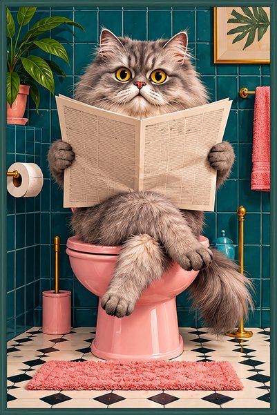 KübraStore Hayvanlar ve Banyo Çerçeve Görünümlü UV MDF Tablo