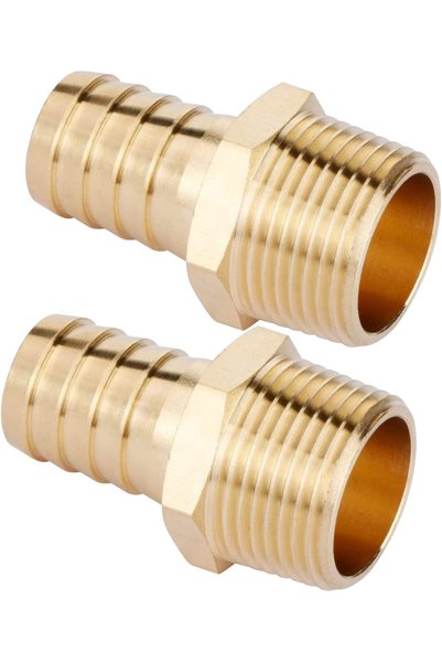 Generic Brass Hose Barb Fittings, 3/4" Barb x 3/4" NPT Male, 2 Pieces, NPT Ma...