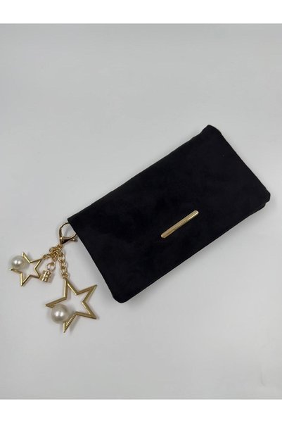 lalettobags Γυναικεία τσάντα clutch από σουέτ με λεπτομέρεια με αλυσίδα και δ...