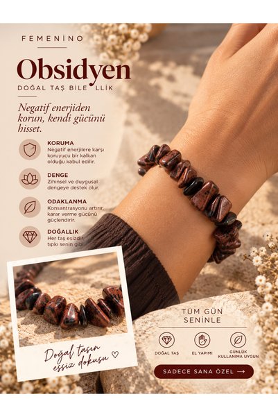 Femenino Obsidian Natural Stone Bracelet with Large, Chipped Stones—Handmade,...
