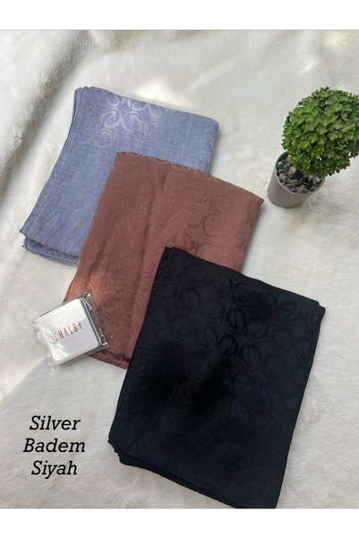 shalby Modest Cotton Soft-Textured Jacquard Shawl 3-Piece Set and Makeup Mirror