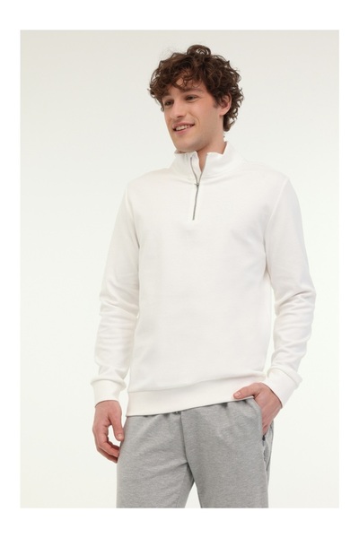 lumberjack Mb Bs47 Hzıp Sw 6Pr Men's Sweatshirt A102696968 Ecru