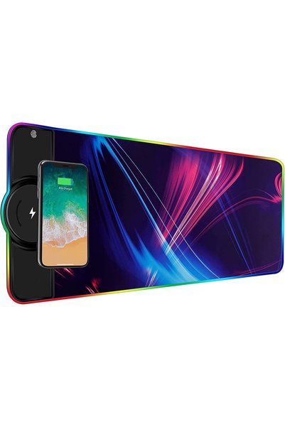 NALACAL لوحة ماوس للألعاب بإضاءة RGB وشحن لاسلكي بقوة 15 واط، لوحة ماوس LED ب...