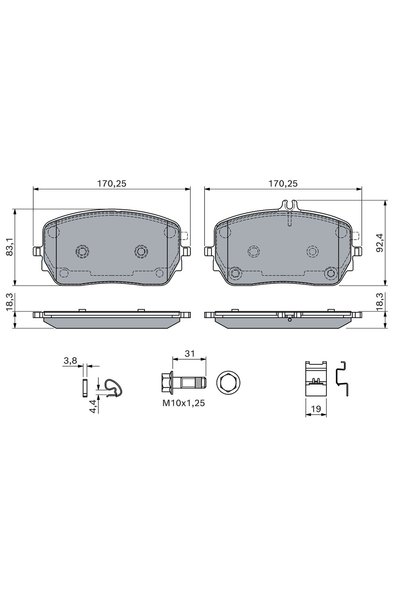 Bosch Set plăcuțe de frână, frână pe disc 0 986 460 146