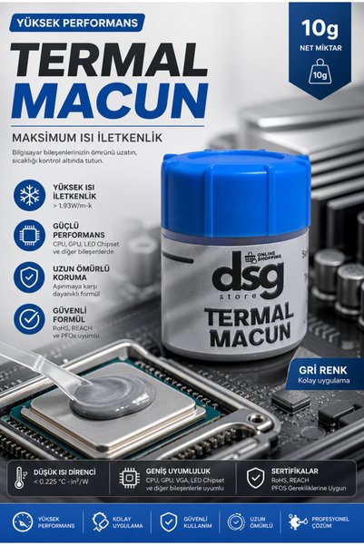 online shopping dsg store Gri Termal Macun 10 Gram 1.93 W/mK CPU VGA LED Soğutucu Macun