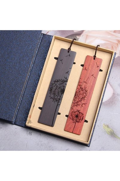 JOYZZZ Wood Bookmark, Handcrafted Engraved Dandelion Design, Unique Book Mark...