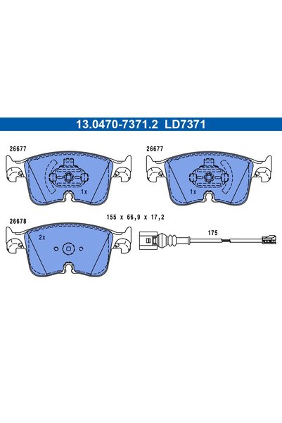 Ate Set plăcuțe de frână, frână pe disc 13.0470-7371.2