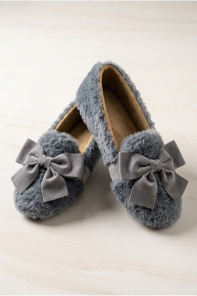 CICIKIZ Knit, pom-pom, comfortable Ballet Flats with a tulle exterior and a b...