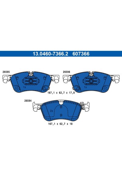 Ate Set plăcuțe de frână, frână pe disc 13.0460-7366.2