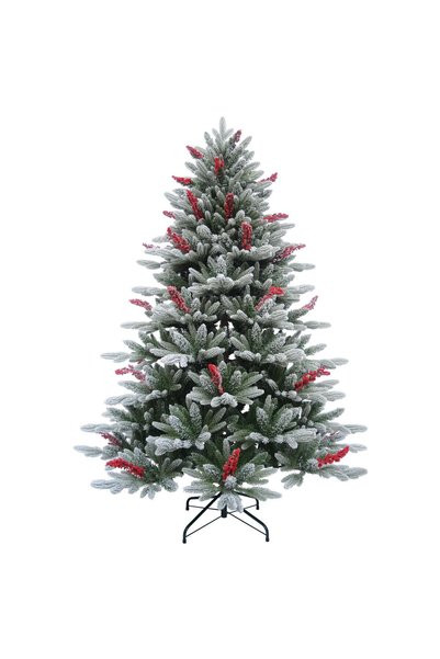 OEM Brad Artificial Nins de Craciun cu Fructe Rosii, 210 cm, 1073 Varfuri, Di...