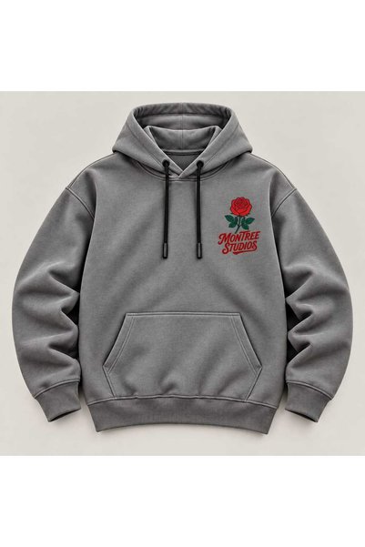 MONTREE Unisex 3 Thread Threaded 100% Cotton Oversize Hooded Printed Sweatshirt