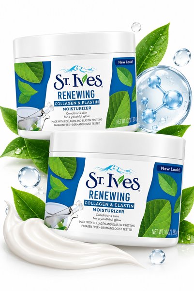 St. Ives كريم مرطب بالكولاجين للوجه والجسم—يُعيد حيوية مظهر البشرة، ويوفر ترط...
