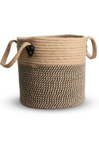 SYOSI Jute Rope Storage Basket 10"x10", Woven Laundry Basket with Handles, De...