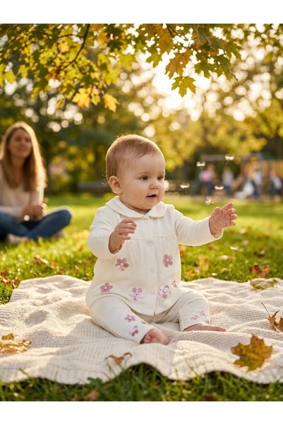 INFANT Set bebe cămașă și pantaloni cu flori
