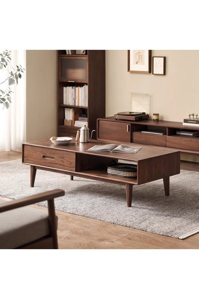 Creawood Bailey Masif Ahşap Orta Sehpa - İki Yönlü Çekmeceli ve Fonksiyonel T...